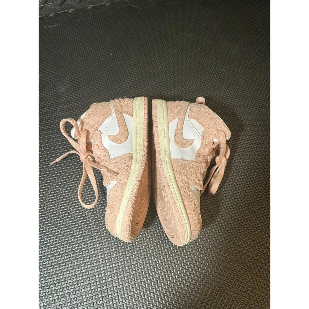 Nike Air Jordan 1 Mid Shoes Toddler 10C Legend Pink Suede Sneakers FN7537-161